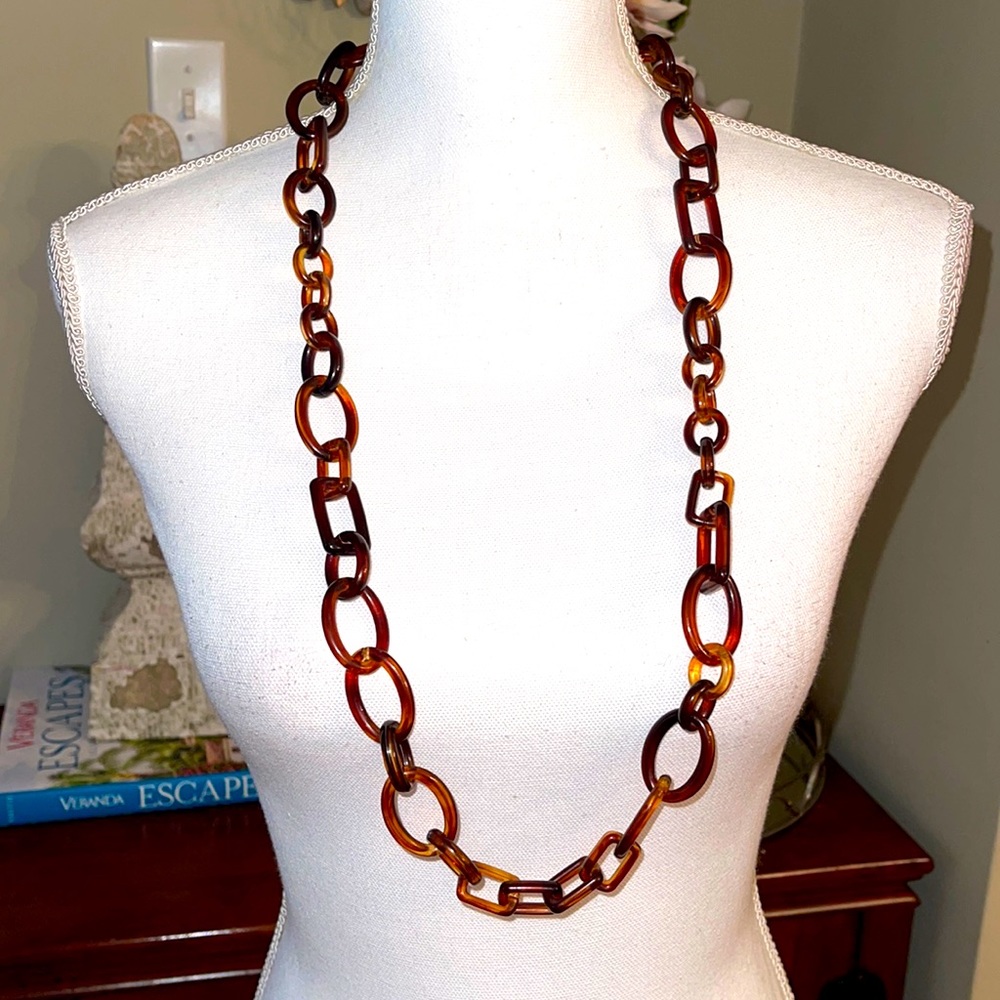 J Crew Tortoise Shell Link Necklace
